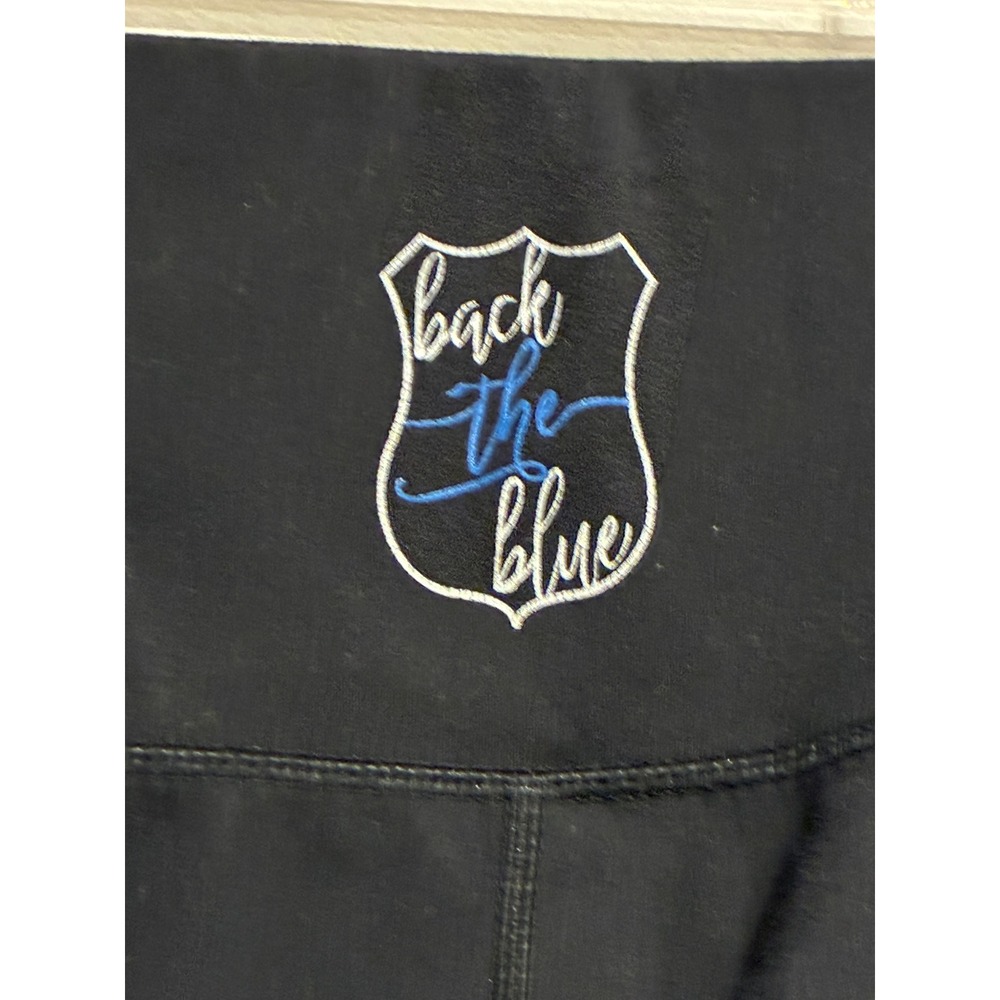 Fengbay Black Back the Blue MSPD Family High‎ Waist Pocket Leggings Medium